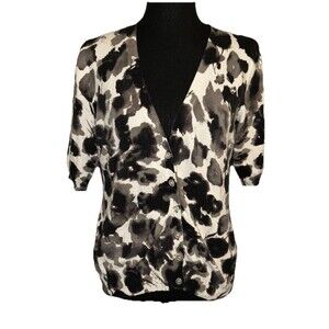 Maurices XL Button Up Animal Print V-Neck Cardigan